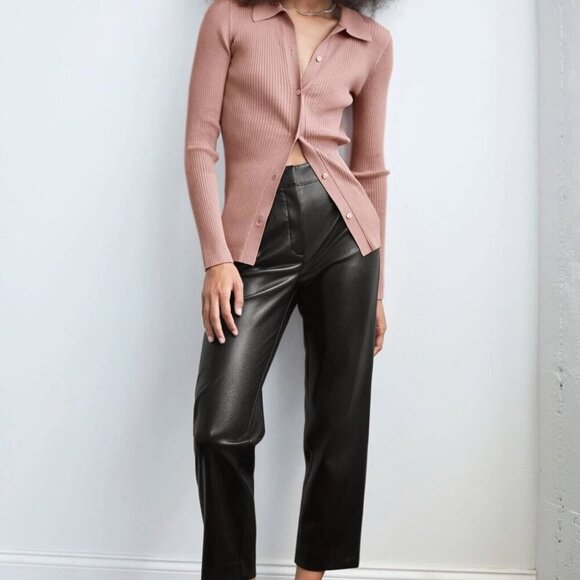 BABATON x ARITZIA Command Cropped Vegan Leather Pants Black sz 00 - Picture 1 of 12